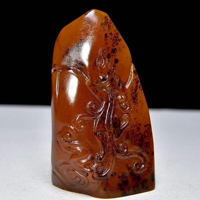 壽山石水草凍田黃石印章石質通透堅硬造型獨特形象逼真保存完整篆刻家