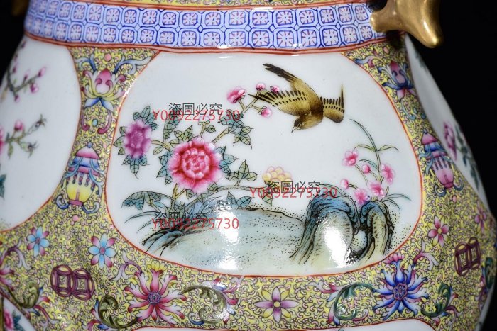 清乾隆年古月軒粉彩花鳥紋描金扁瓶26*18m3800 | Yahoo拍賣