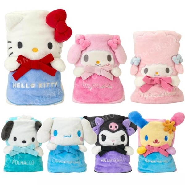 小禮堂 Sanrio 三麗鷗 造型收納毛毯 (冬日特輯) Kitty 酷洛米 酷洛米 美樂蒂