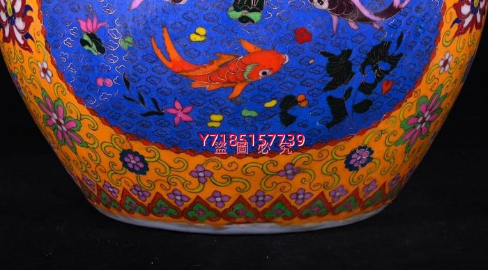 大明宣德年制掐絲琺瑯彩花卉魚紋蓋罐，高40×35厘米??13385A011820