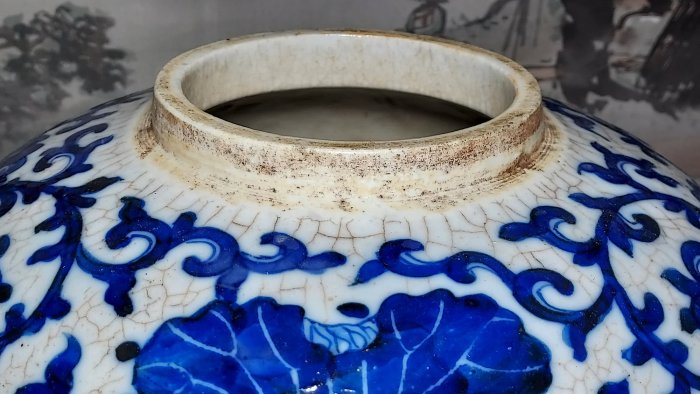 清代哥釉青花纏支蓮紋大罐(已售) | Yahoo拍賣