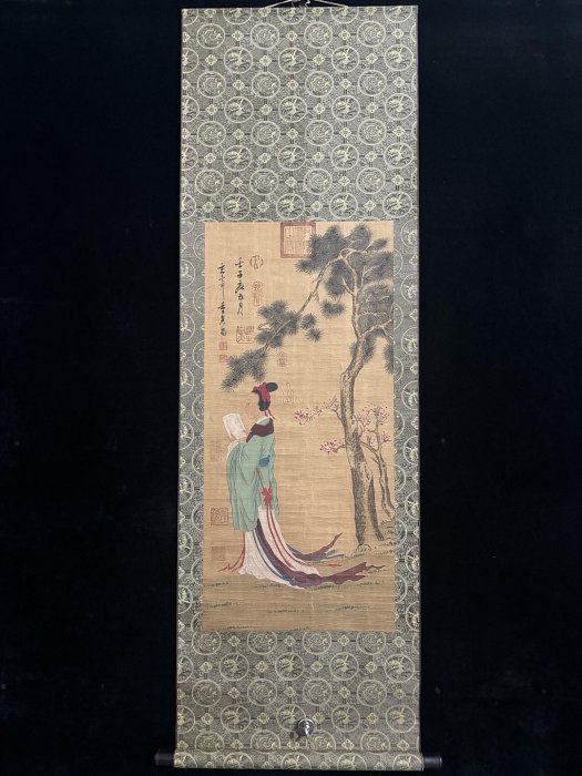 代號TZ340《董其昌仕女》三尺中堂手繪作品發：10畫心材質：宣紙裝裱