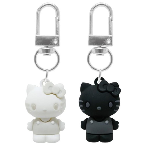 【震撼精品百貨】Hello Kitty 凱蒂貓~日本Sanrio三麗鷗 KITTYPVC造型公仔吊飾2入組-白黑*62037