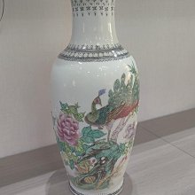 景德鎮官窯孔雀花鳥粉彩花瓶，4字篆書款手繪，高31cm陶瓷，帶原包裝全