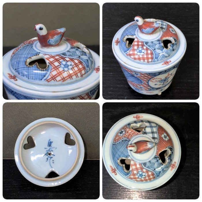 大日窯香爐焦破作古伊萬里手赤繪四君子紋8.5x10cm | Yahoo拍賣