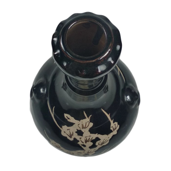 博古珍藏》宋．吉州窯黑釉剔花蒜頭瓶．早期收藏．老件文物．花瓶瓷器