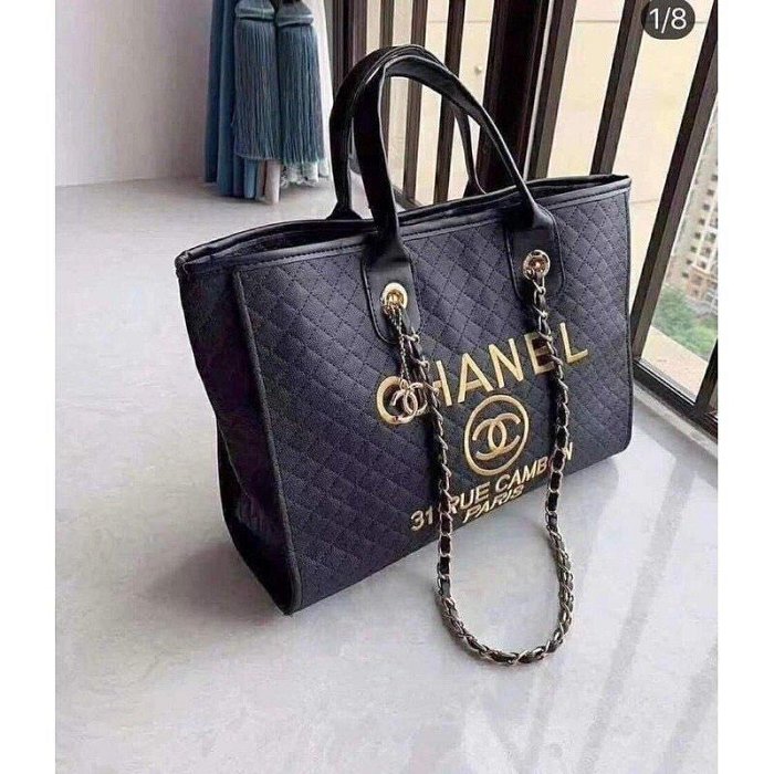 香奈兒Chanel VIP gift 贈品包 刺繡 托特包 大容量 沙灘包 肩背包 滿額贈品包 鏈條包 金扣