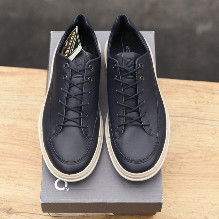 全館免運ECCO SOFT X愛步舒適休閑鞋男頭層牛皮柔酷防水男鞋420644 可開