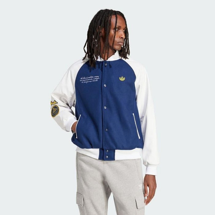 限時特價 南🔥2025 4月 ADIDAS VRCT 夾克外套 寬鬆 學院風 棒球外套 男款 藍白 IS2926