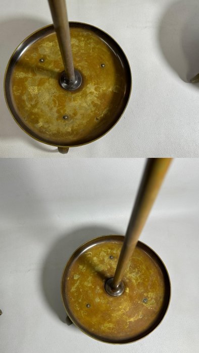 古玩輕鬆拍】老日本古美術宣德銅和燭台/三足高燭台一對蝋燭立て古燈具