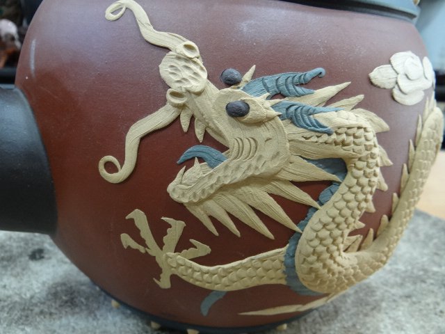 龍鳳呈祥提梁茶壺 酒壺 茶道 工芸 置物 銅製 龍鳳呈祥提梁茶壺 酒壺 茶道 工芸 置物 銅製