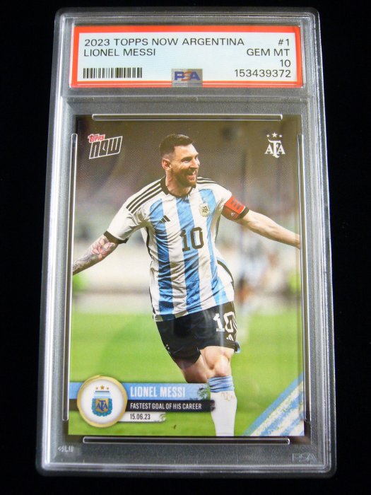梅西Leonel Messi漂亮創下生涯最快進球紀錄經典時刻紀念鑑定卡 2023 Topps Now PSA 10