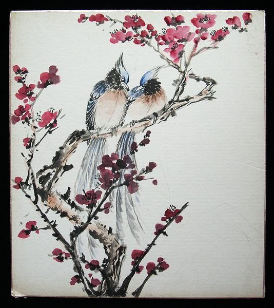 梅花花鳥圖 真作/高嵩谷/梅花群牛図/花鳥図/動物図/春の掛軸/掛軸☆宝船☆AJ