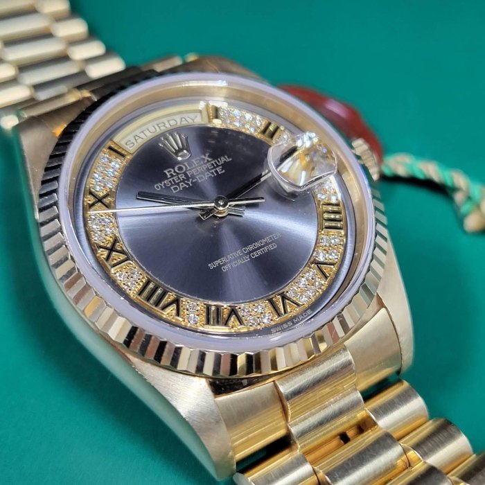 Rolex 勞力士18238 MR原鑲多層鑽面盤 盒單齊全（鋼鐵錶棧）