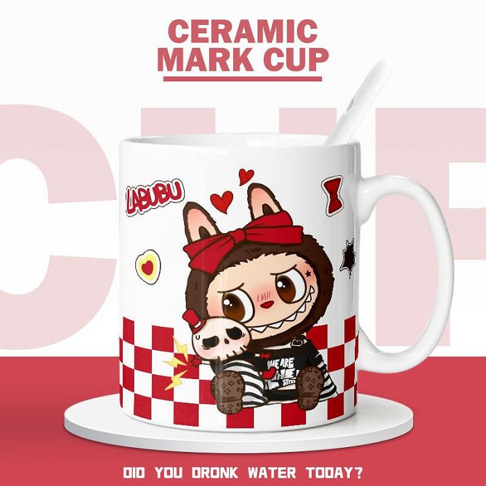 labubu馬克杯 拉布布周邊創意泡泡瑪特陶瓷杯子 高顏值可愛水杯