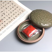 禾洛書屋】A.025宋耀州窯《青釉刻花草紋》(11cm)印泥盒/印缸/香盒/盤