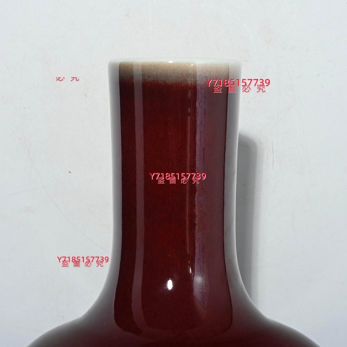 2清康熙年制郎窯紅天球瓶，高32×20厘米??4385A01584 【錦繡古玩