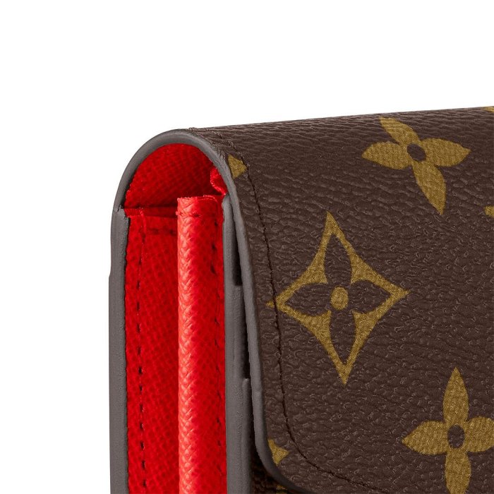Louis Vuitton LV 路易威登 Sarah 新版經典老花釦式長夾/手拿包 內裡罌粟紅色 M62236
