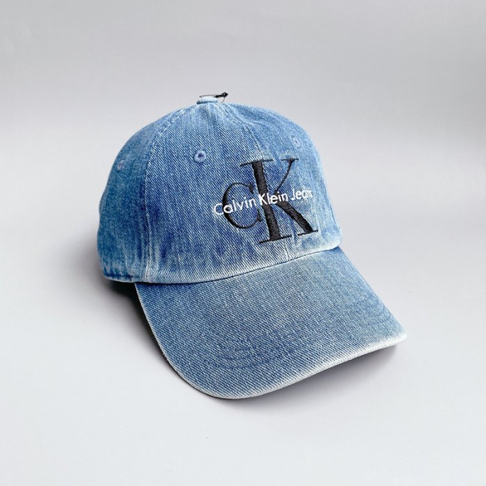 美國百分百【全新真品】Calvin Klein 男 棒球帽 配件 帽子 遮陽帽 CK logo 牛仔布 水洗藍 I065