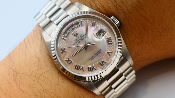 【美好時光】罕見型號勞力士ROLEX 18039白K款Daydate盒單全配特殊面(18038 18238 18239參考)