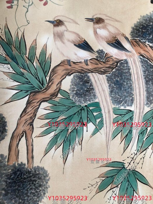 135【陸小曼】花鳥，純手繪四條屏裱好尺寸高x寬：180*50cm 、畫芯尺寸