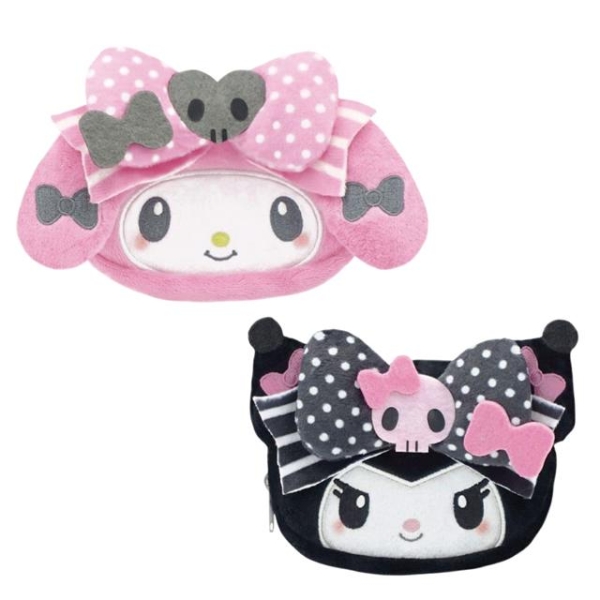 小禮堂 Sanrio 三麗鷗 絨毛大臉收納包 (美樂蒂50週年 酷洛米20週年) 美樂蒂 酷洛米