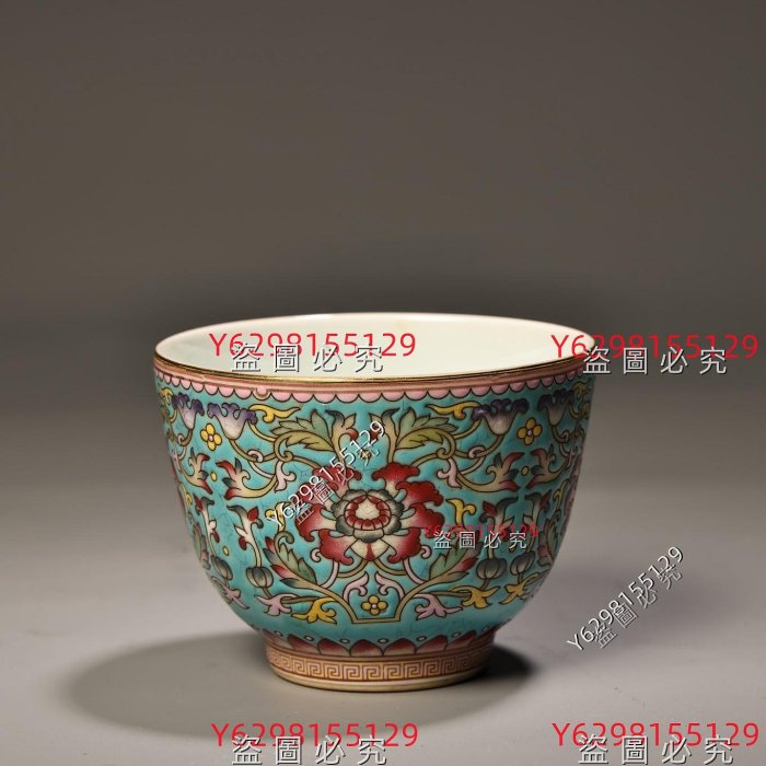 乾隆款純手繪琺瑯彩粉彩瓷酒杯茶碗畫工精湛器型款式精美重120克高4.5
