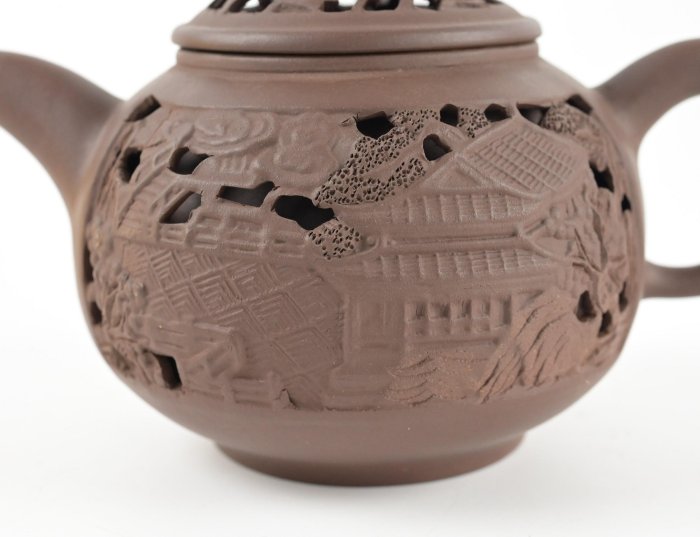 茶壺 uk100g，純銀泡茶壺花鳥雕金（小）約0.1L, 銀壺