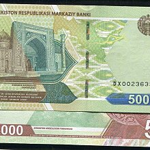 紙幣】Uzbekistan(烏茲別克), P87 , 5000-SUM , 2021 ,品相全新UNC