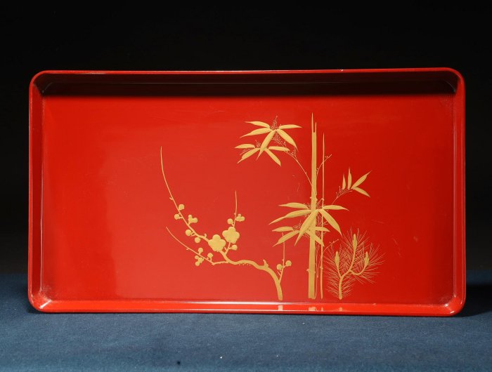 4/1結標日本漆器蒔繪木胎大供盤BDC0934 -漆碗漆盤漆盒茶箱重箱承盤文具