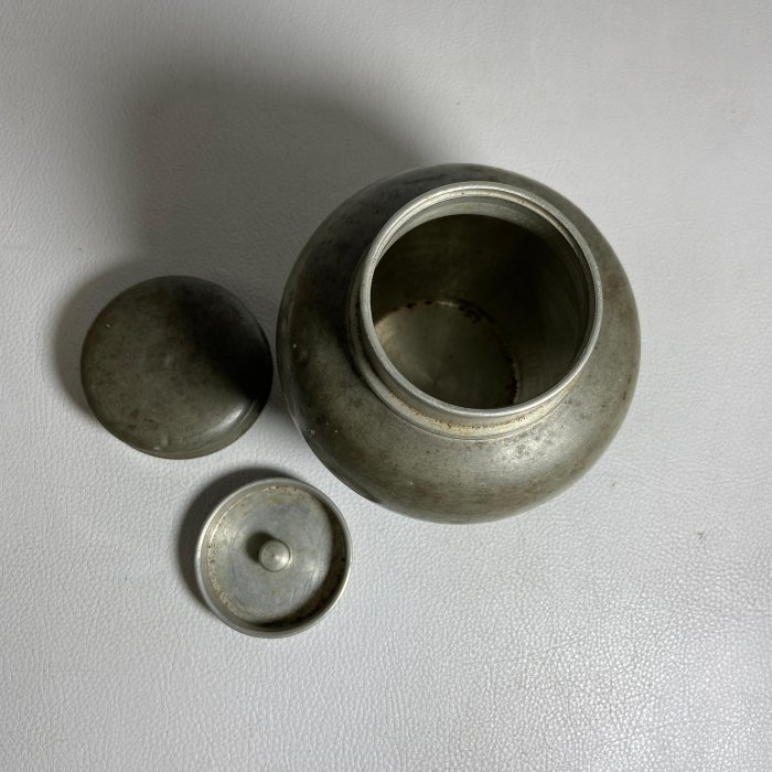 古玩輕鬆拍】老日本時代煎茶道具名工匠乾茂號造落款古錫茶罐/茶心壺