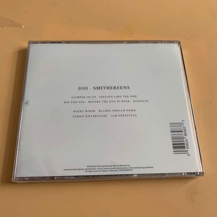 Joji《Smithereens》CD專輯全新未拆封收錄Glimpse of Us Feeling Like
