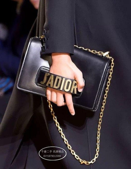 Dior 迪奧 J'ADIOR 金屬字母LOGO 手拿包 肩背包 光滑小牛皮 黑色