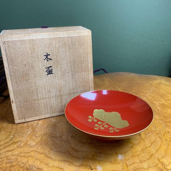 嚴選日本回流尚美堂金蒔繪淺盞木杯，原廠木盒封存，限量紀念版無外盒金