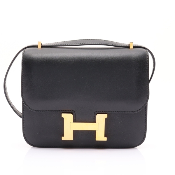 HERMES 愛馬仕 Constance Mini 康康包 肩背包 黑色 Box牛皮 Z刻 金扣 H083905CC 【二手名牌BRAND OFF】