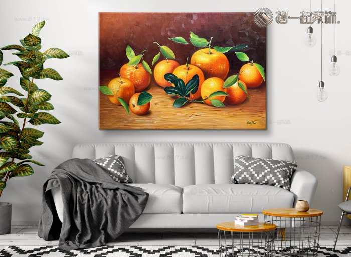 靜物畫-開運吉祥靜物油畫5958 大吉大利金橘子柑橘飄香幸福美滿