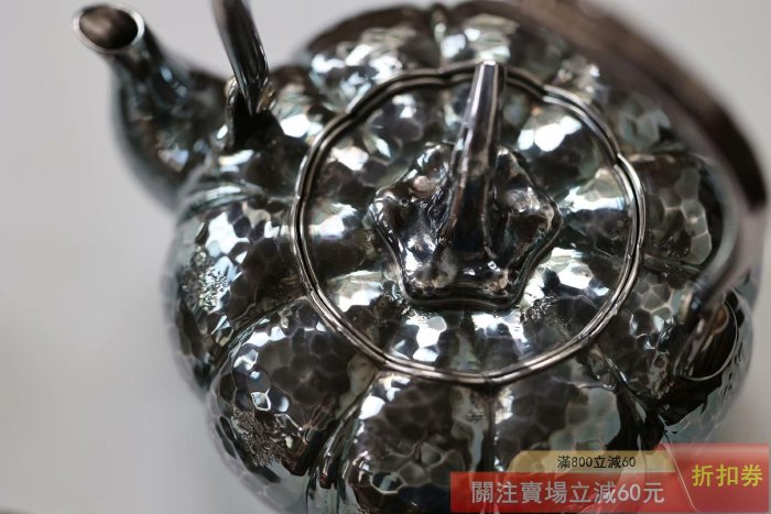日本收藏級老銀壺Zs5524 【南瓜-松榮堂】純銀小湯沸+杯五客精工美品
