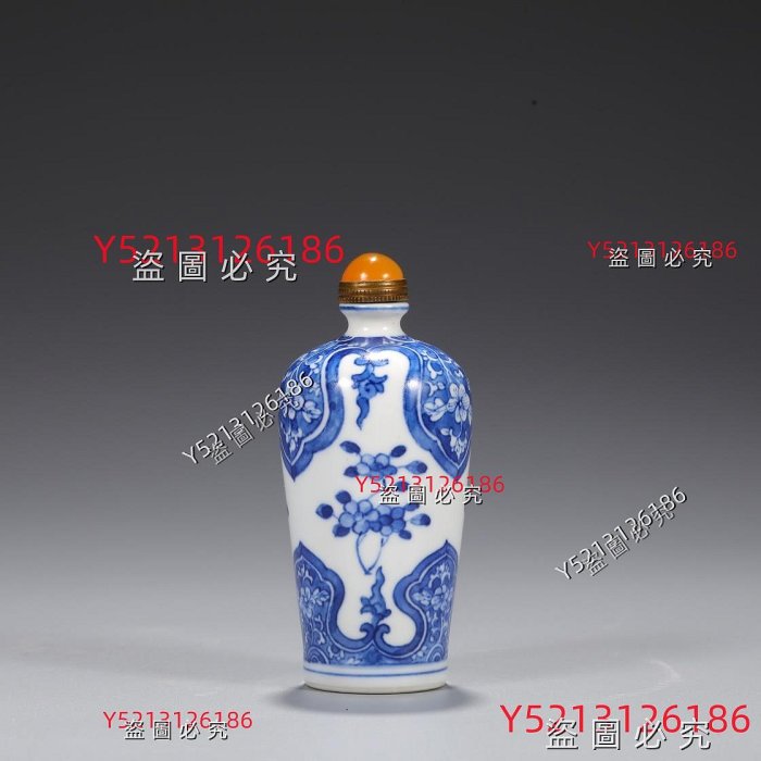 清康熙青花鼻煙壺尺寸：高9.5公分直徑4公分舊藏古董古玩【八寶樓】-553