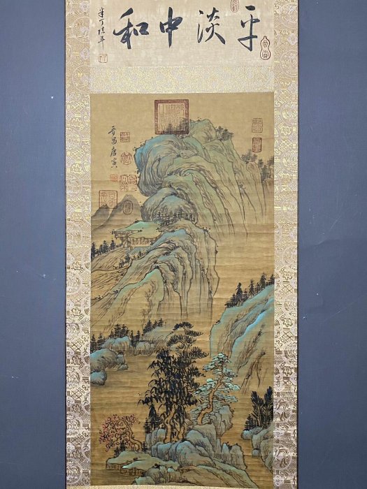四尺 中堂 花鳥画 青竹綬帯図 唐寅風 宣紙 表装済み 防伪証明書付 紙本