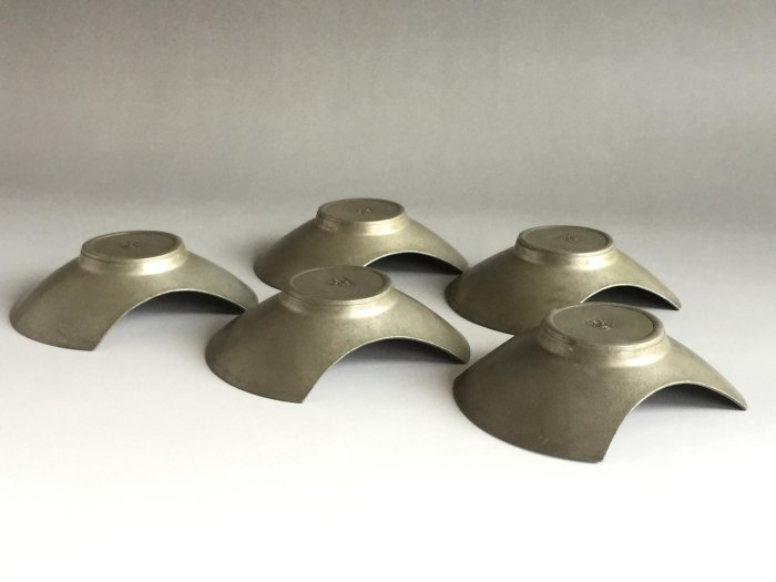 煎茶道具　古錫　乾茂號造　円式　茶托　五客　C　5332 煎茶道具 古錫 乾茂號造 円式 茶托 五客 C 5332 煎茶