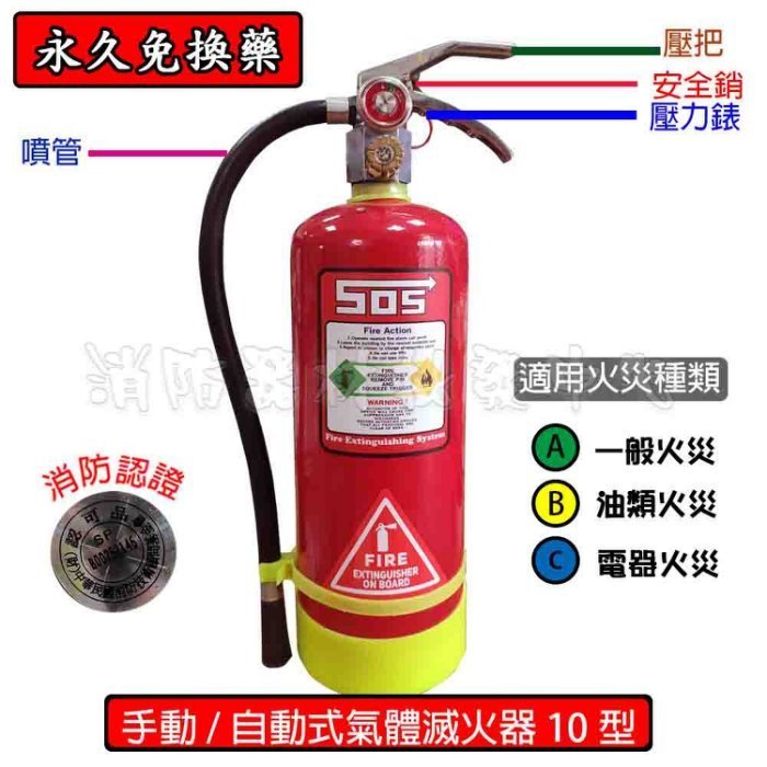 自動滅火器 手動/自動兩用 10型HFC-236高效能潔淨氣體滅火器 另售乾粉滅火器 永久免換藥(定製