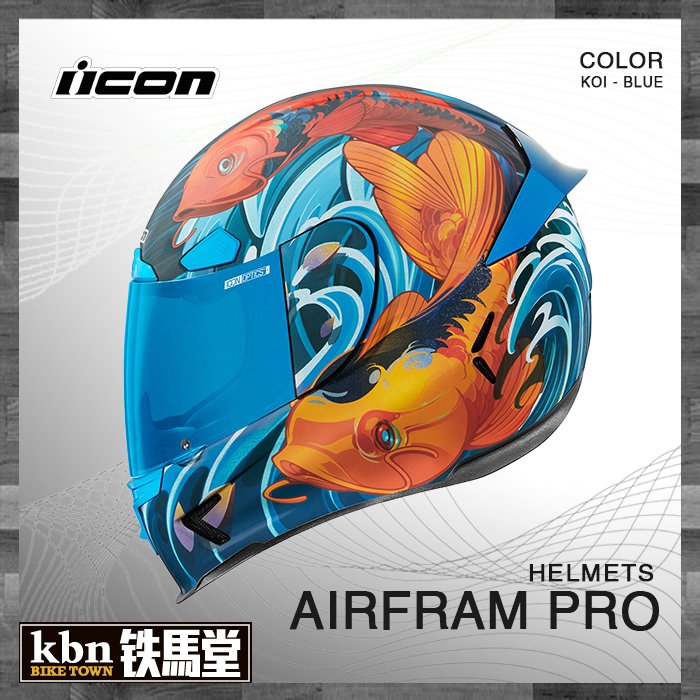 icon airframe pro koi helmet / Airframe Camera Mount Sculpted neck roll reduces jacket/suit interference Prolock positive shield locking system Five Icon Airframe Pro Carbon Full