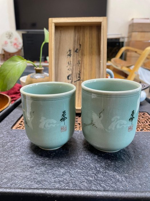 嚴選高麗青瓷夫妻杯石峰款名家原盒全新高麗青瓷古瓷夫妻杯| Yahoo拍賣