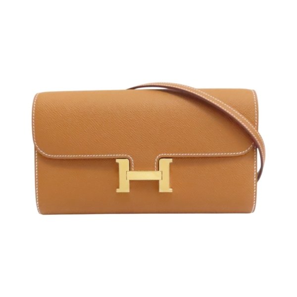 HERMES 愛馬仕 Constance To Go Wallet 肩背包 金棕色 Epsom牛皮 Y刻 金釦 【二手名牌BRAND OFF】