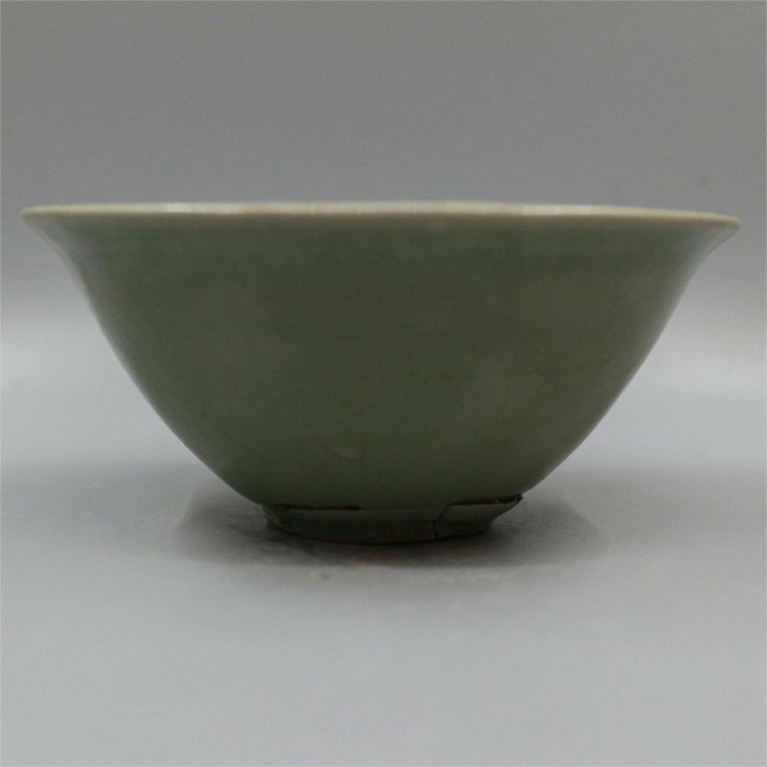 高麗青瓷印花斗笠碗高古瓷宋瓷老窯青瓷茶道具直徑12.5厘米窯址貨不影響