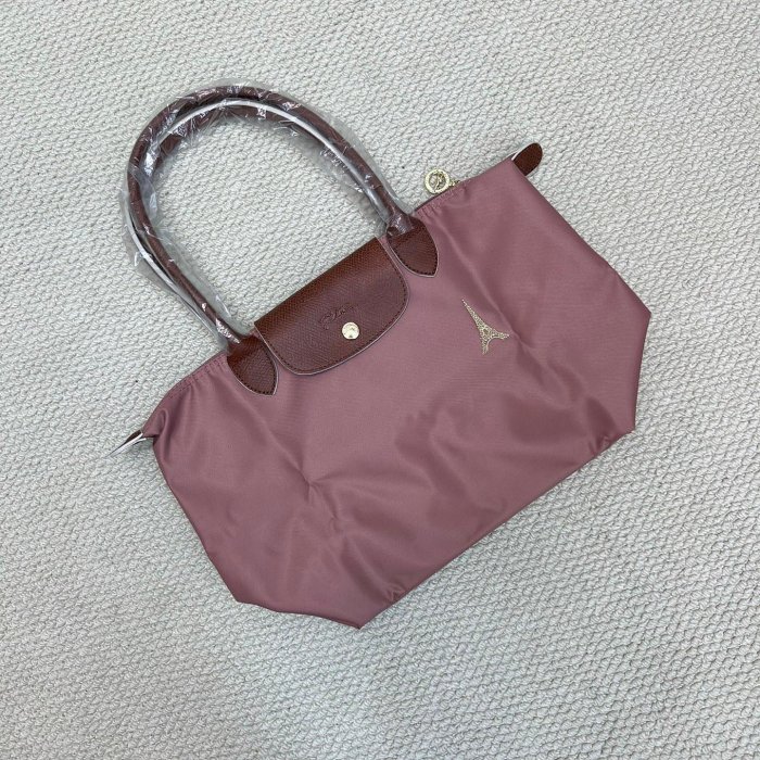longchamp瓏驤新款限定款巴黎鐵塔刺繡托特包女士手提包2605中號餃子包