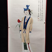 四尺中堂畫張大千仕女圖手繪實物拍攝一物一圖材質宣紙裱好尺寸:長*寬