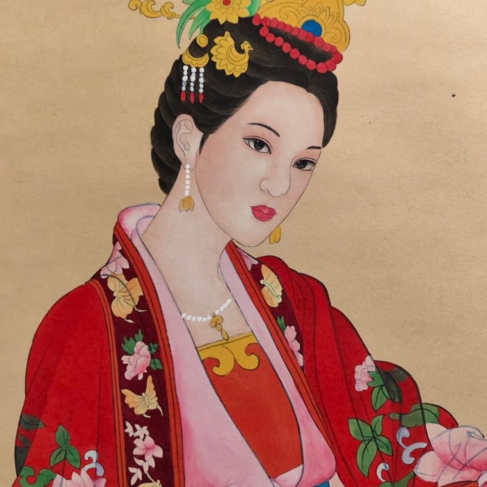 老畫四尺中堂畫張大千仕女手繪實物拍攝一物一圖材質宣紙裱好尺寸:長*寬