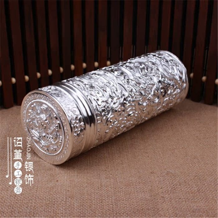 金小鋪正品內外純銀至尊九龍杯銀999足銀杯保溫銀水杯純銀保健杯高檔禮