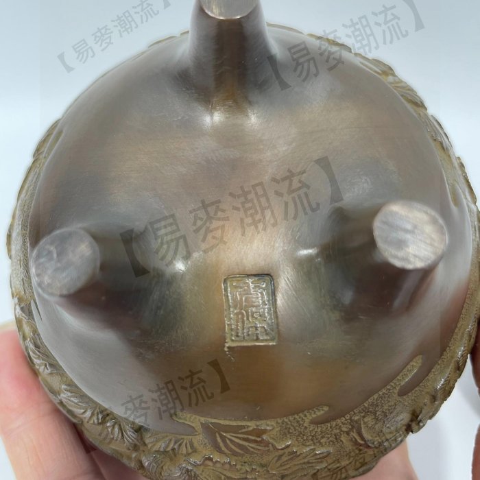高岡銅器 名工 金工師 米田秀保 花鳥 獅子 大作 香炉 高岡銅器 名工